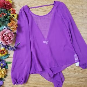 Ya Los Angeles Purple Silk Low Back Top